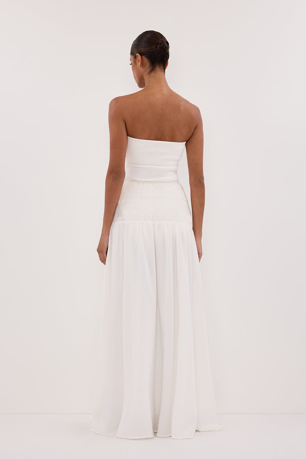 SIERRA WHITE TEXTURED MIDI SKIRT Clothing DISSH Boutiques 
