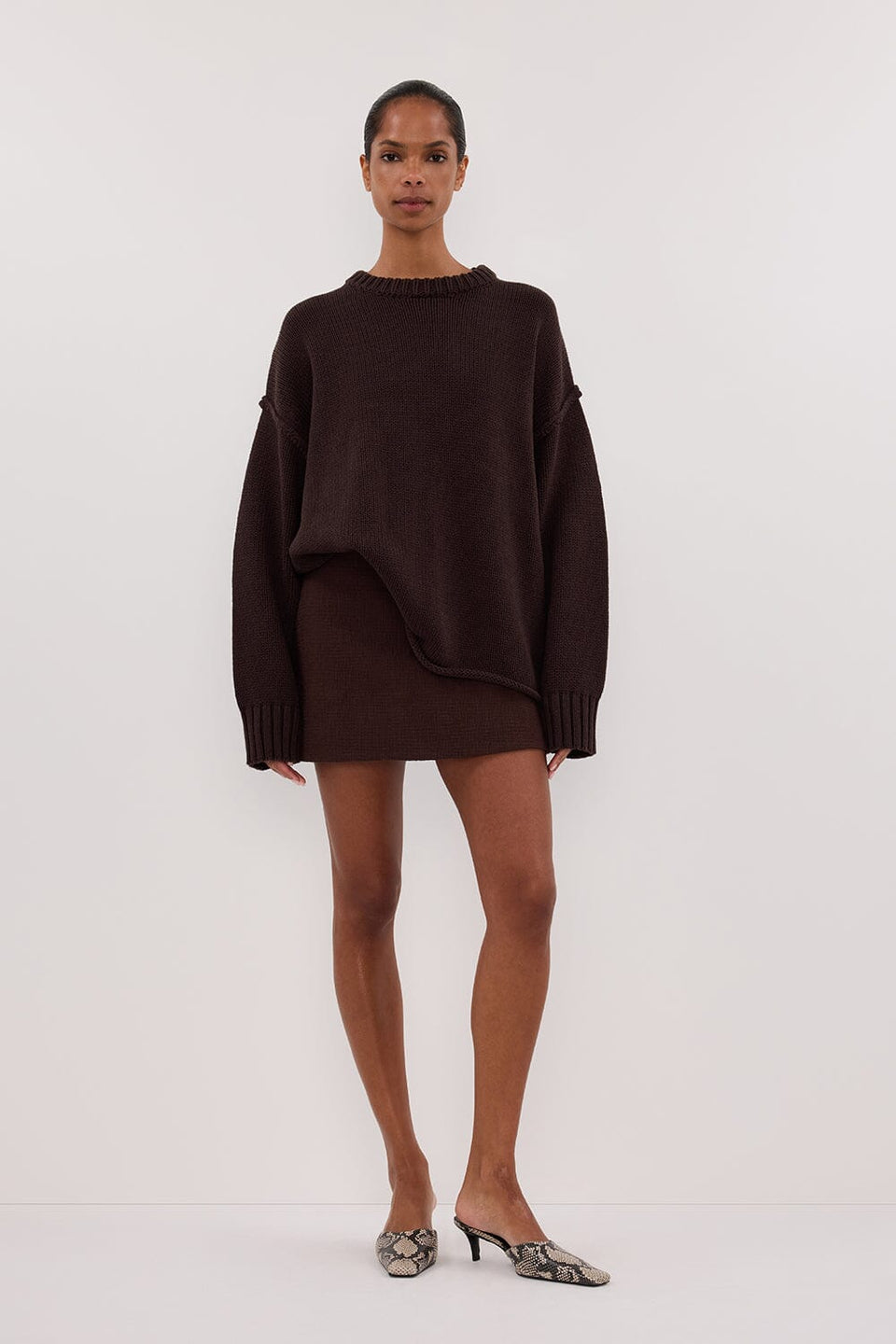 NIEVE CHOCOLATE MINI SKIRT Clothing DISSH Boutiques 