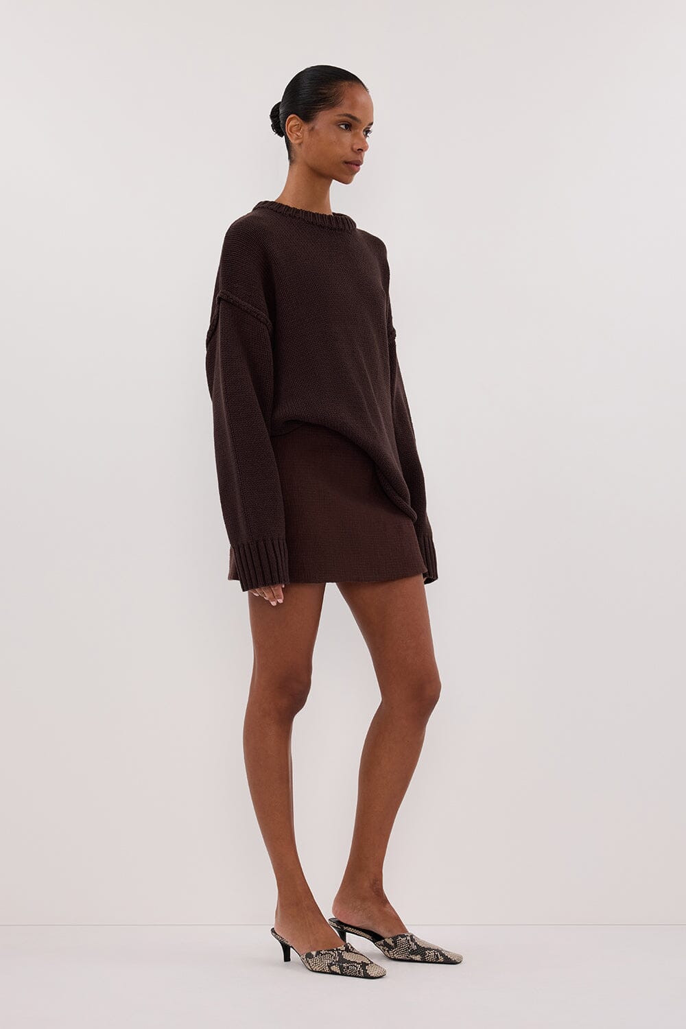 NIEVE CHOCOLATE MINI SKIRT Clothing DISSH Boutiques 
