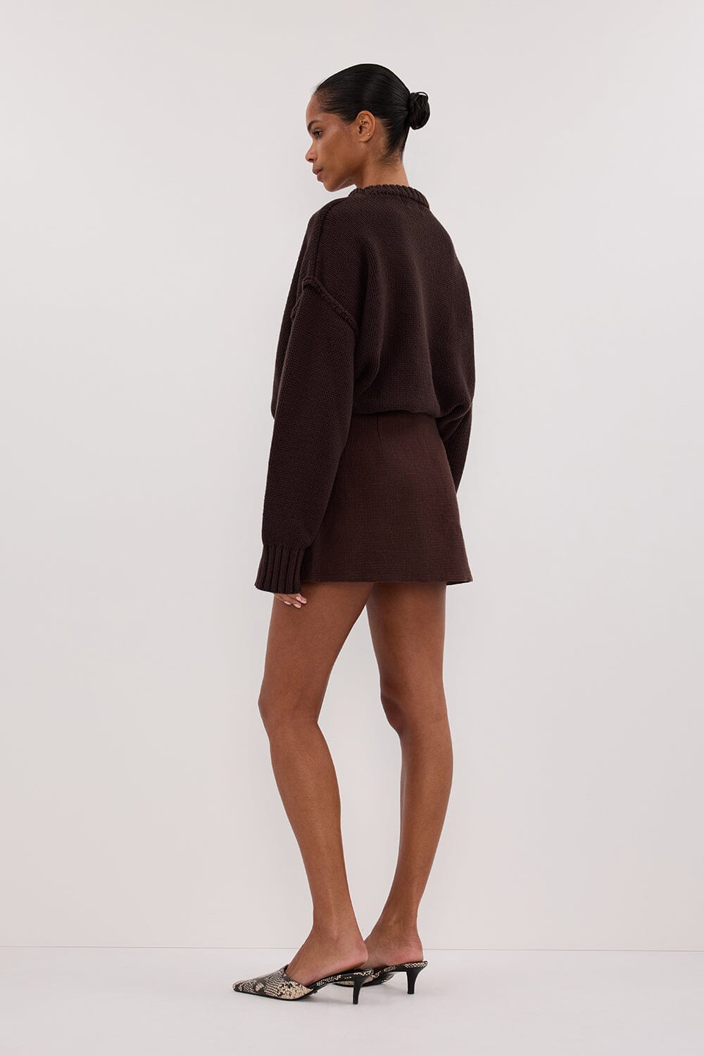 NIEVE CHOCOLATE MINI SKIRT Clothing DISSH Boutiques 
