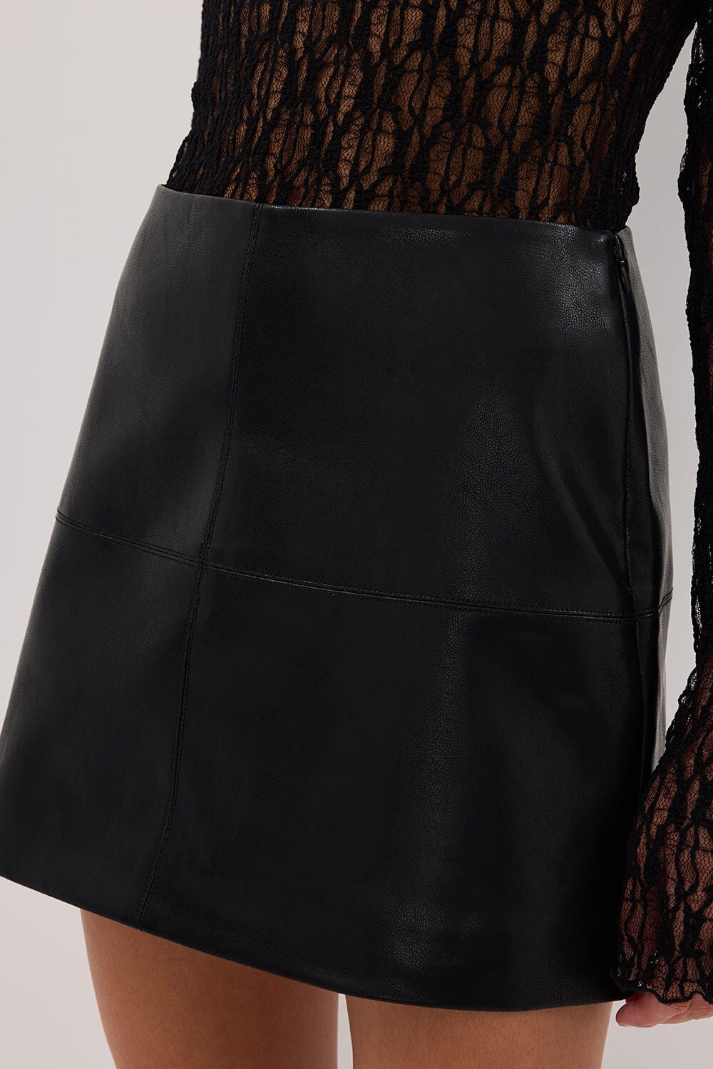 MONTY BLACK FAUX LEATHER MINI SKIRT Clothing DISSH Boutiques 