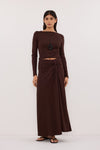 HADLEY CHOC TWIST MIDI SKIRT