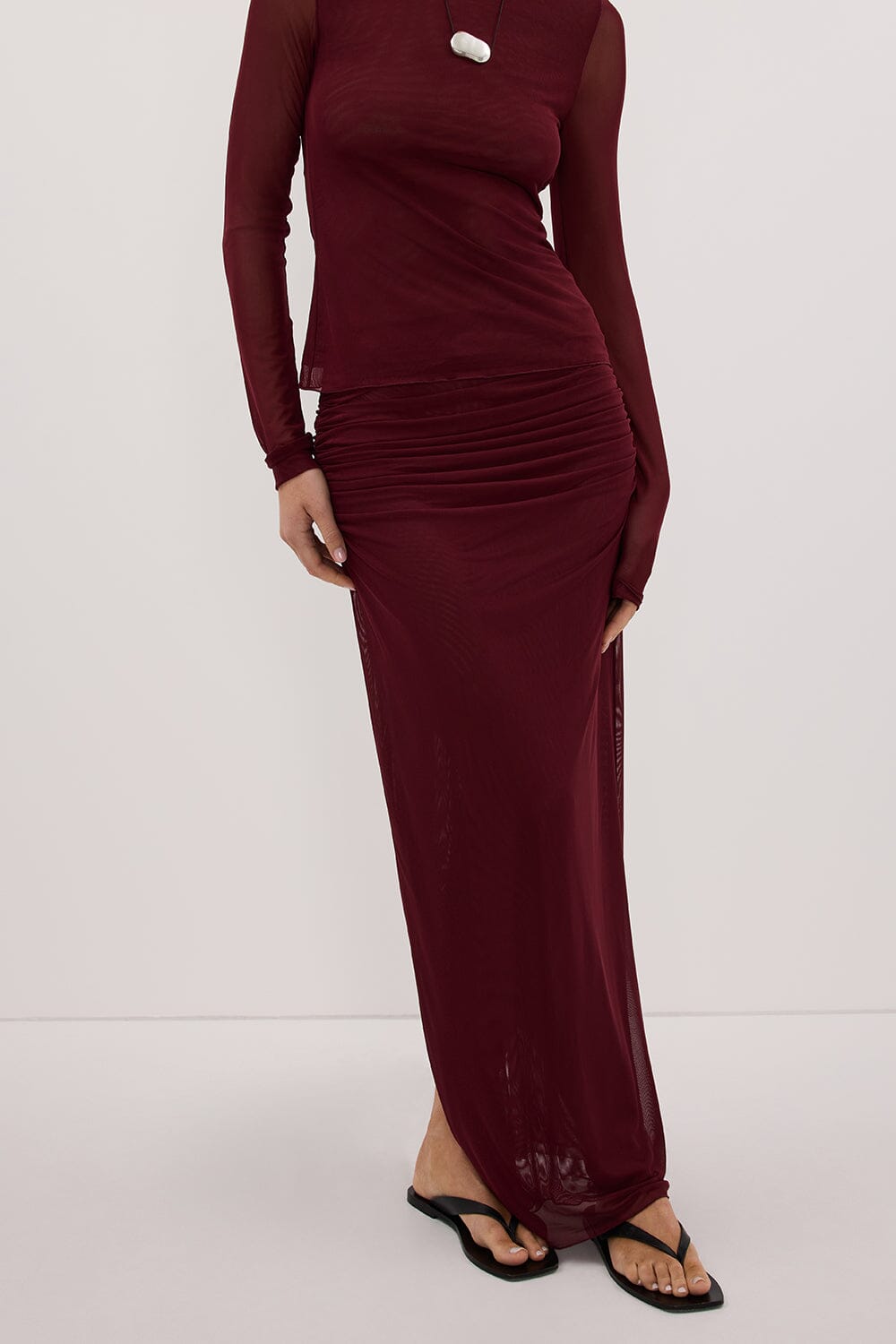NYRA WINE COLUMN MIDI SKIRT Clothing DISSH Boutiques 