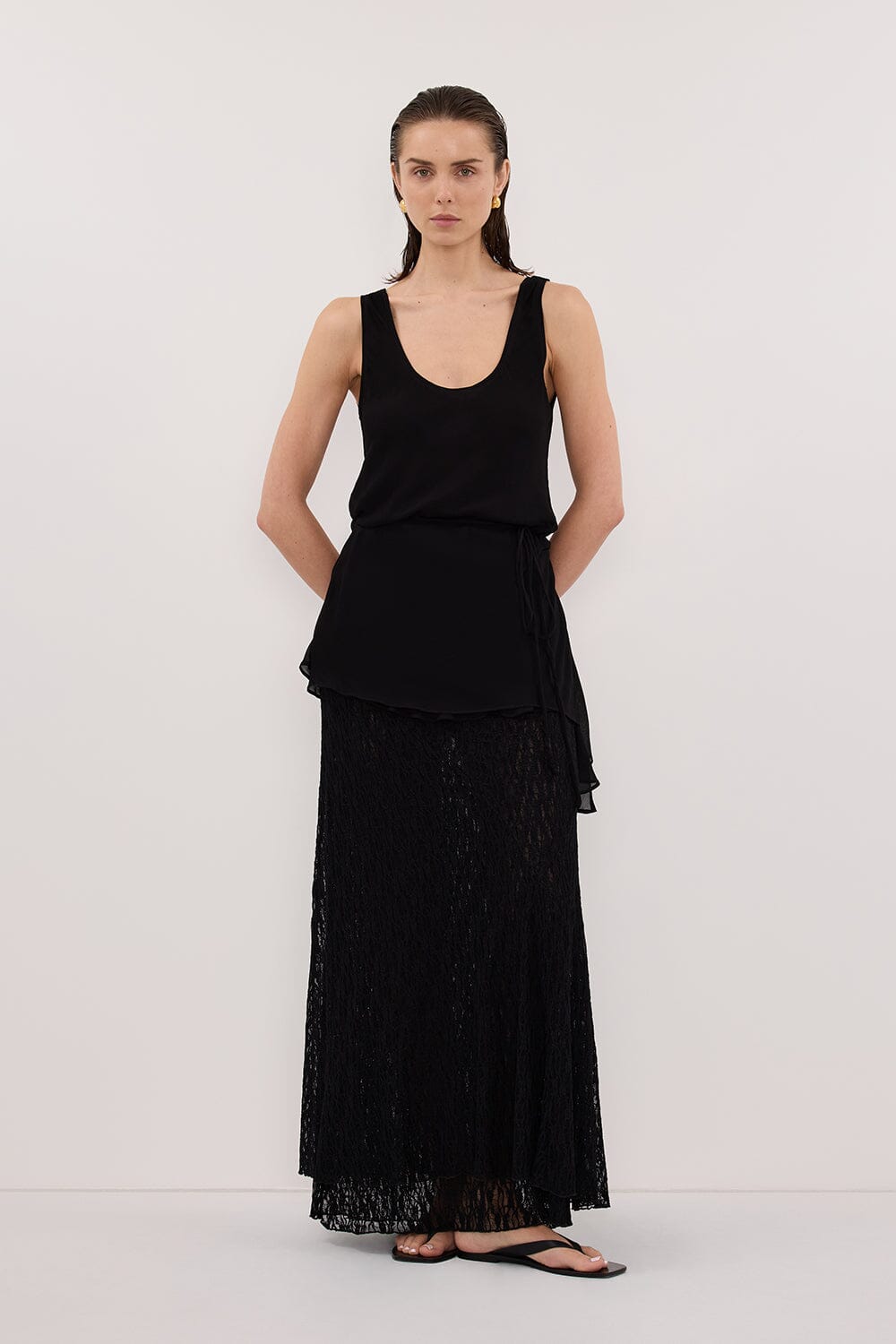 LIZZIE BLACK LAYERED LACE SKIRT Clothing DISSH Boutiques 