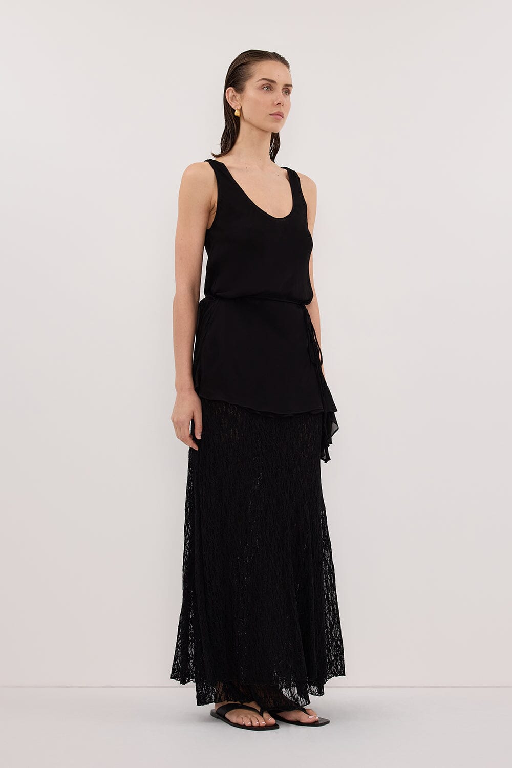 LIZZIE BLACK LAYERED LACE SKIRT Clothing DISSH Boutiques 