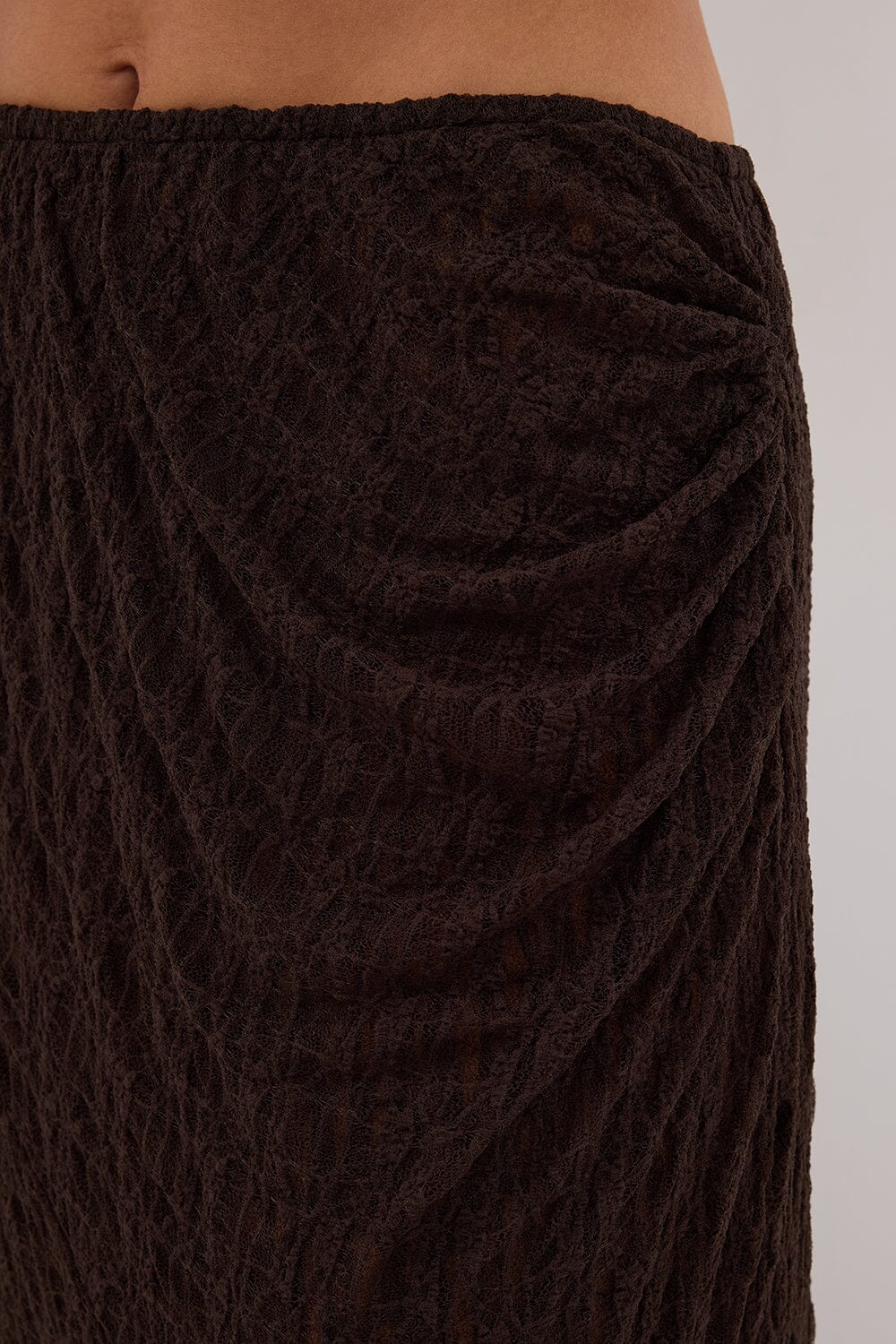LIZZIE DARK CHOC LAYERED LACE SKIRT Clothing DISSH Boutiques 