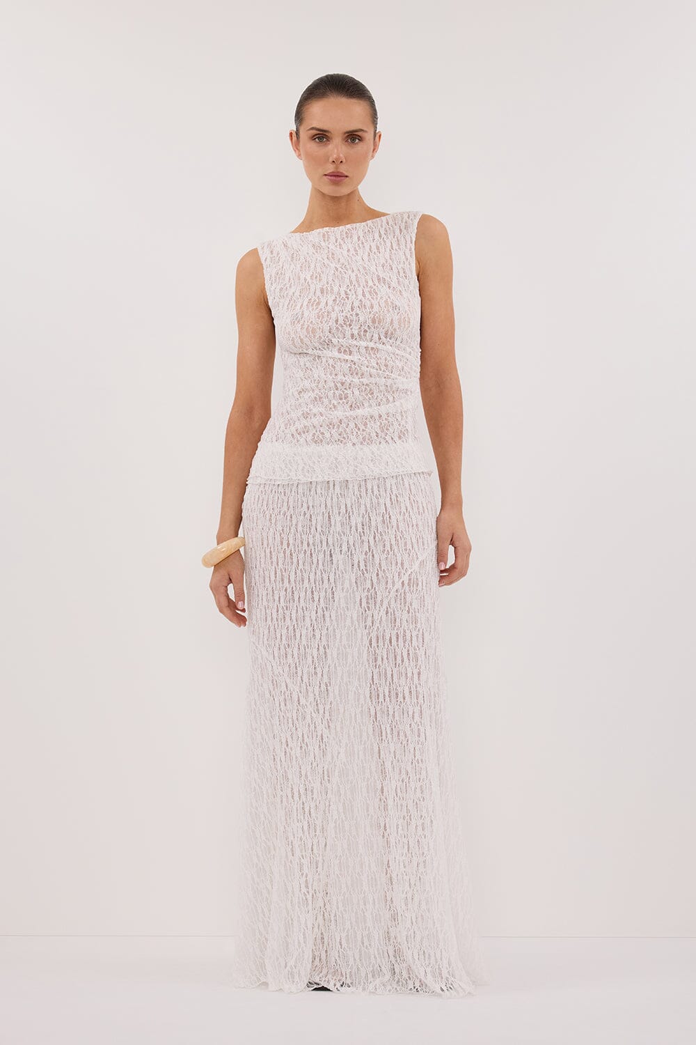LIZZIE WHITE LAYERED LACE SKIRT Clothing DISSH Boutiques 