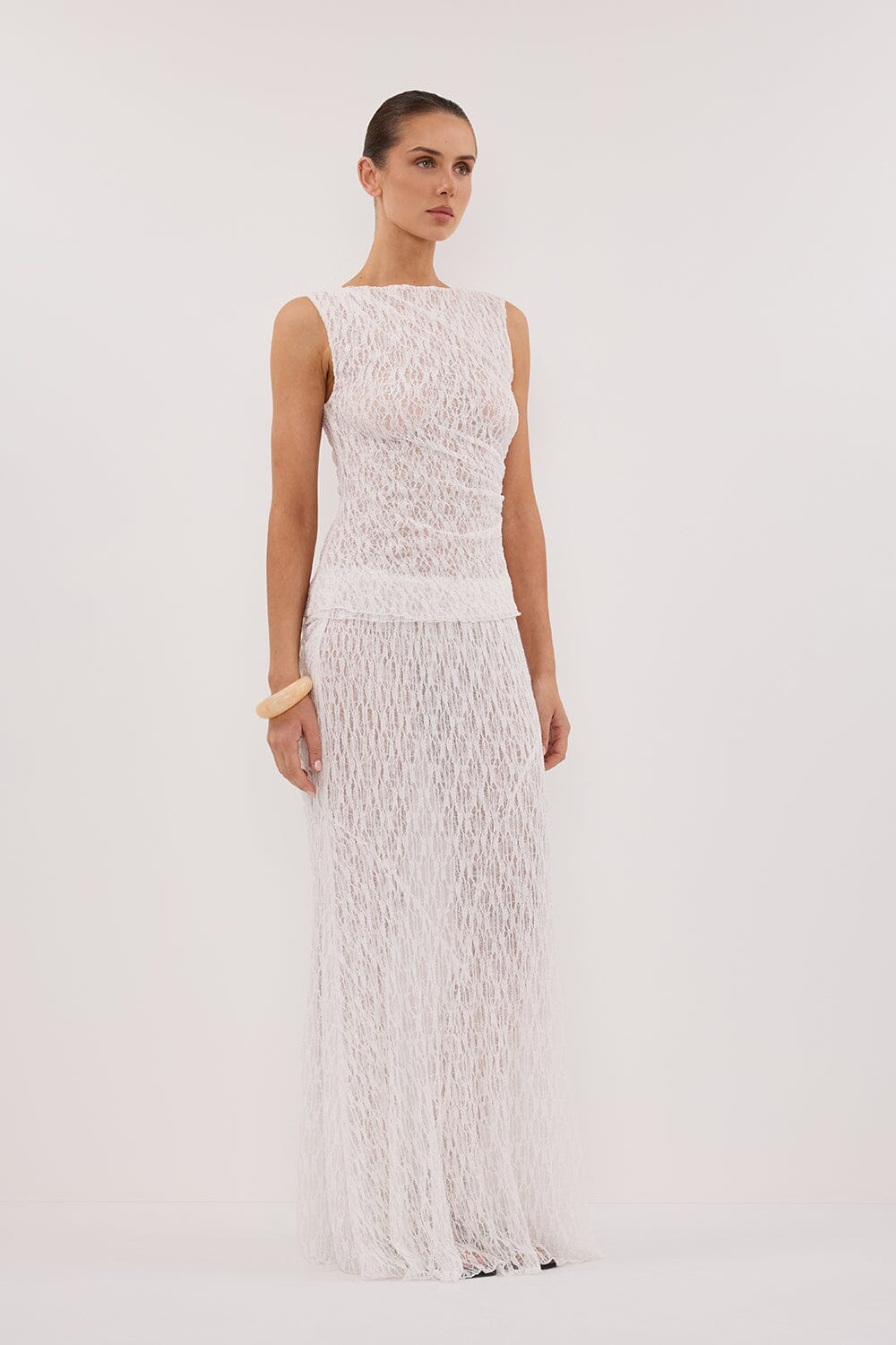 LIZZIE WHITE LAYERED LACE SKIRT Clothing DISSH Boutiques 