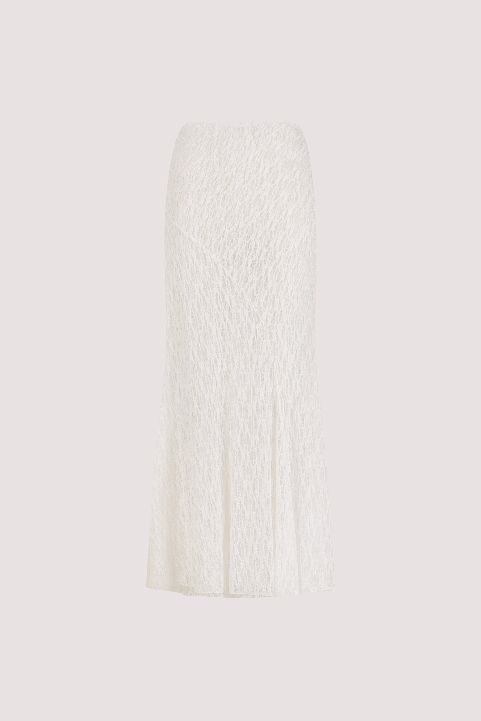 LIZZIE WHITE LAYERED LACE MIDI SKIRT