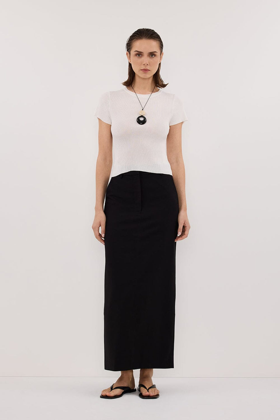 LIZA BLACK TAILORED MIDI SKIRT Clothing DISSH Boutiques 