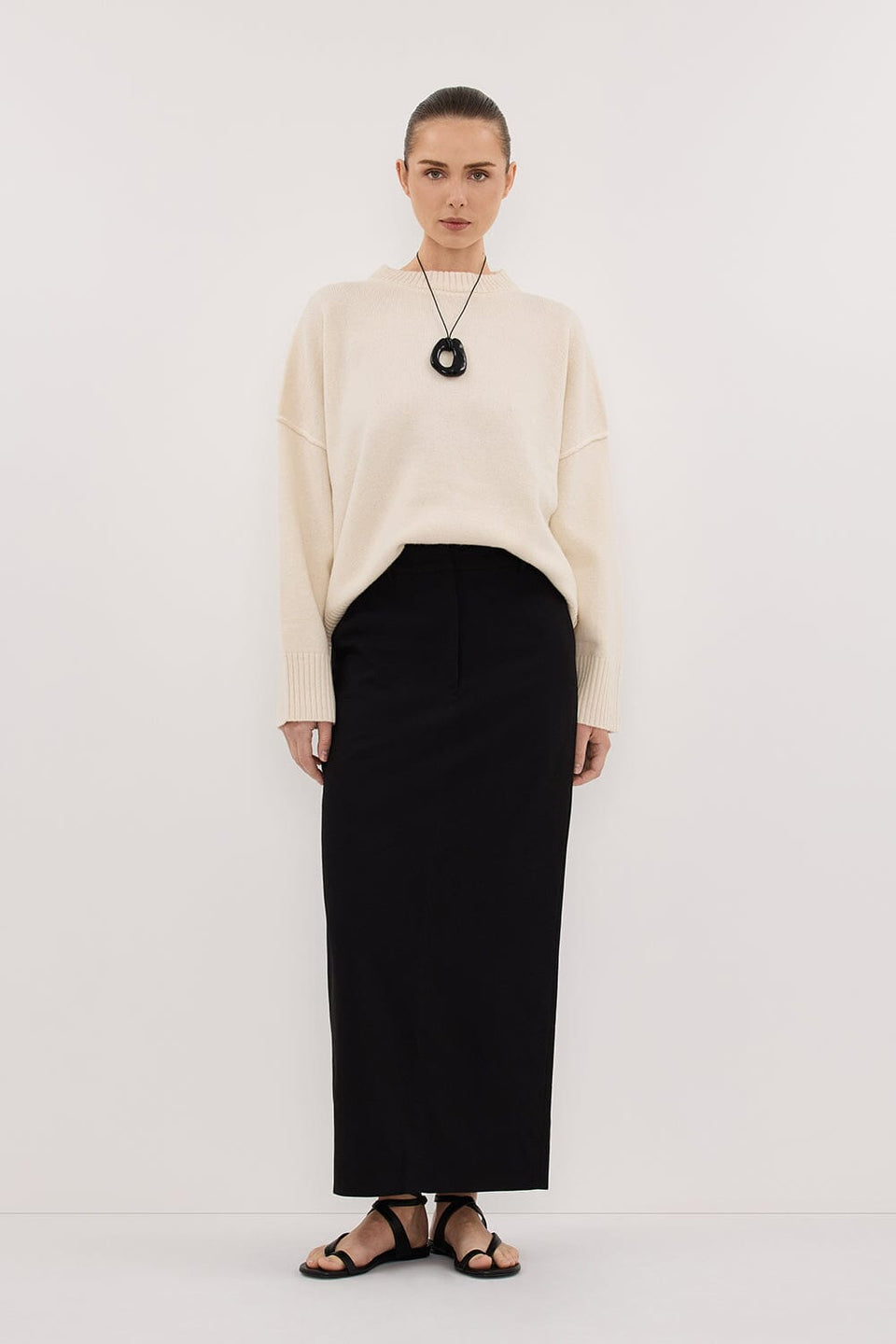 LIZA BLACK TAILORED MIDI SKIRT Clothing DISSH Boutiques 