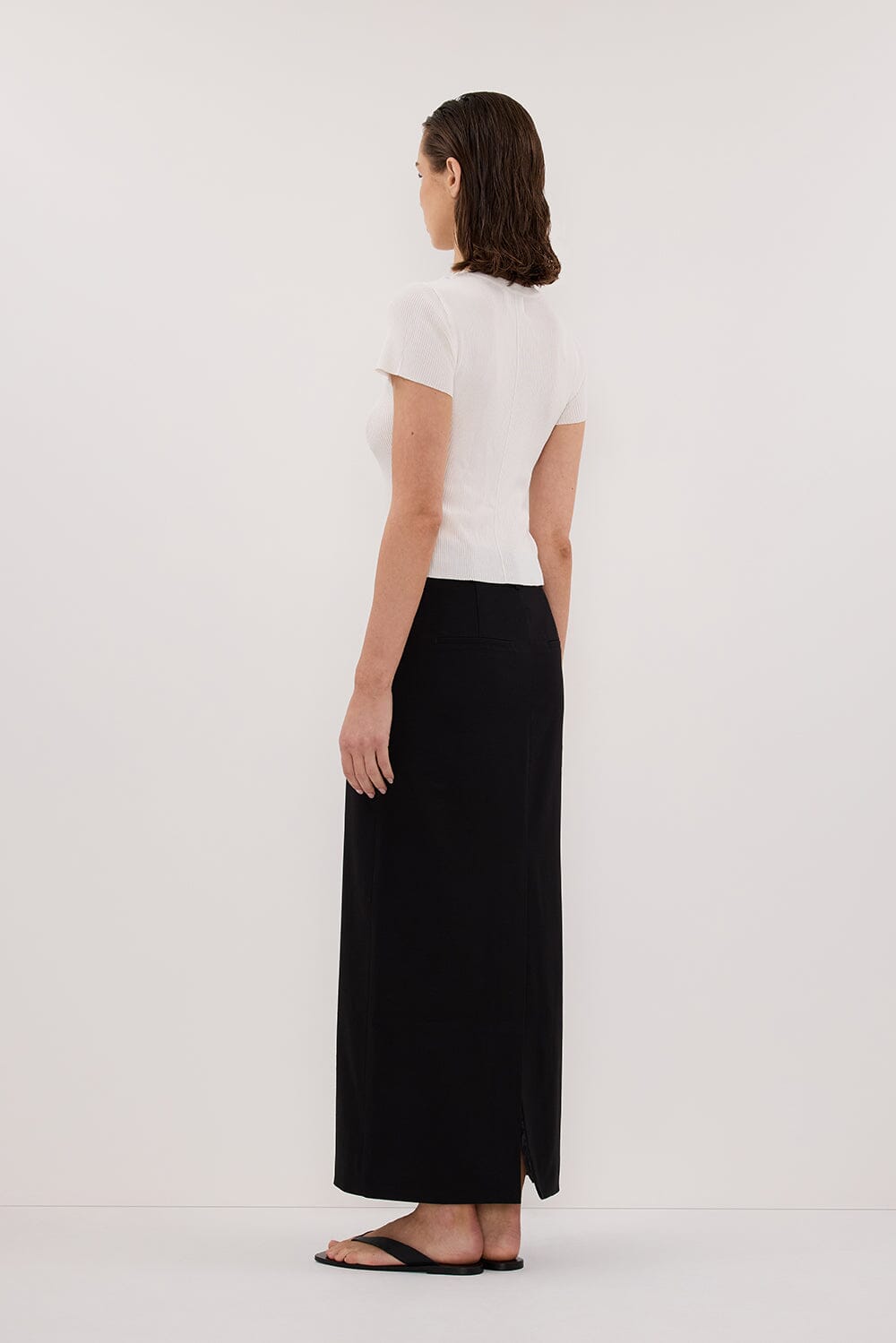 LIZA BLACK TAILORED MIDI SKIRT Clothing DISSH Boutiques 