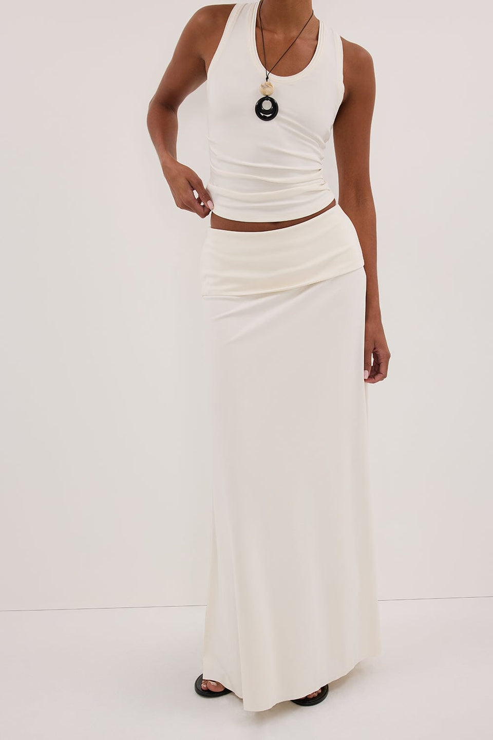 JULIE OFF WHITE MODAL BLEND MAXI SKIRT Clothing DISSH Boutiques 