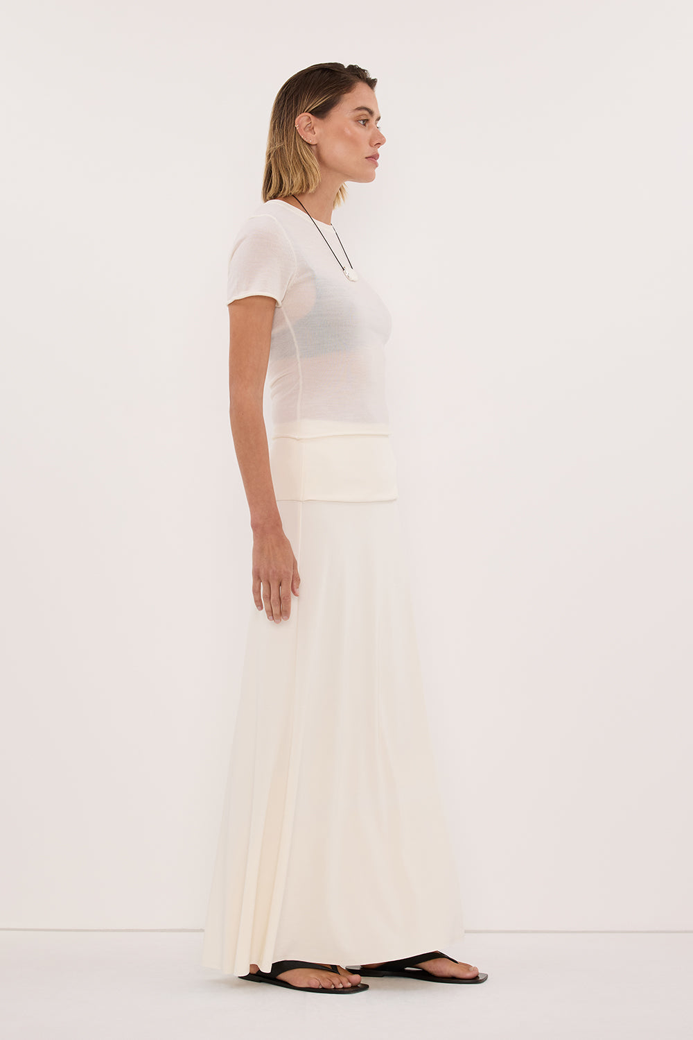 JULIE OFF WHITE MODAL BLEND MAXI SKIRT