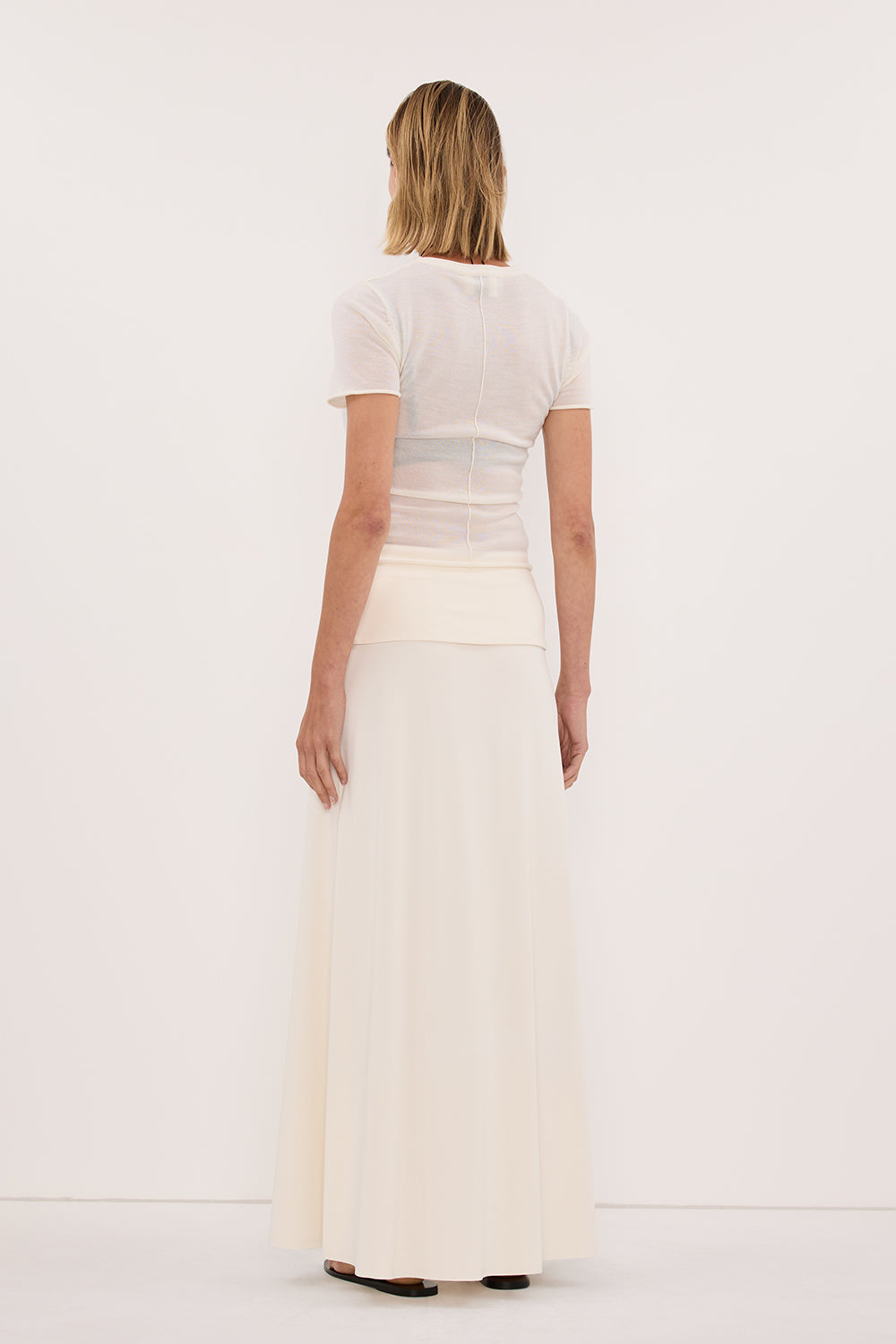 JULIE OFF WHITE MODAL BLEND MAXI SKIRT