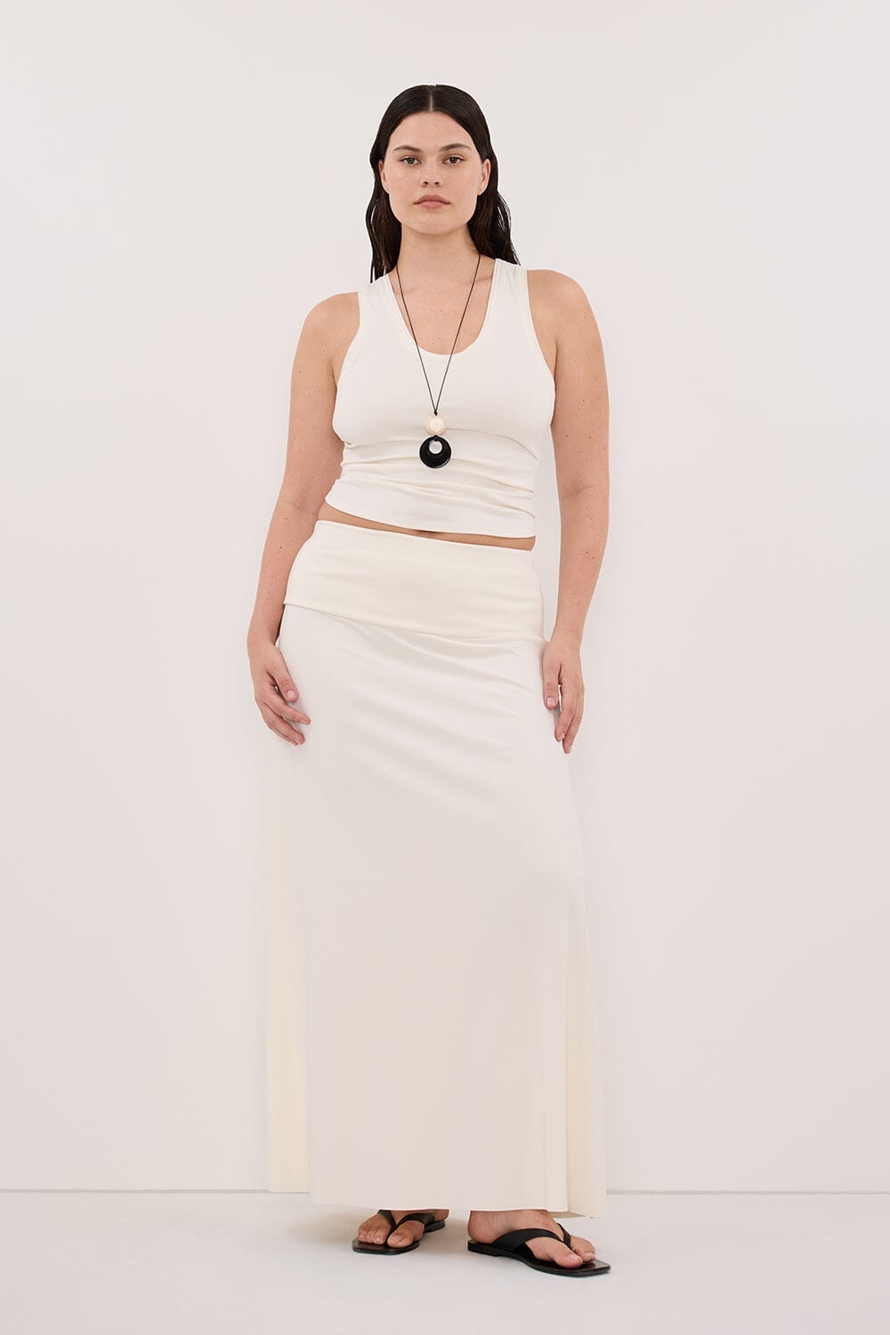 JULIE OFF WHITE MODAL BLEND MAXI SKIRT