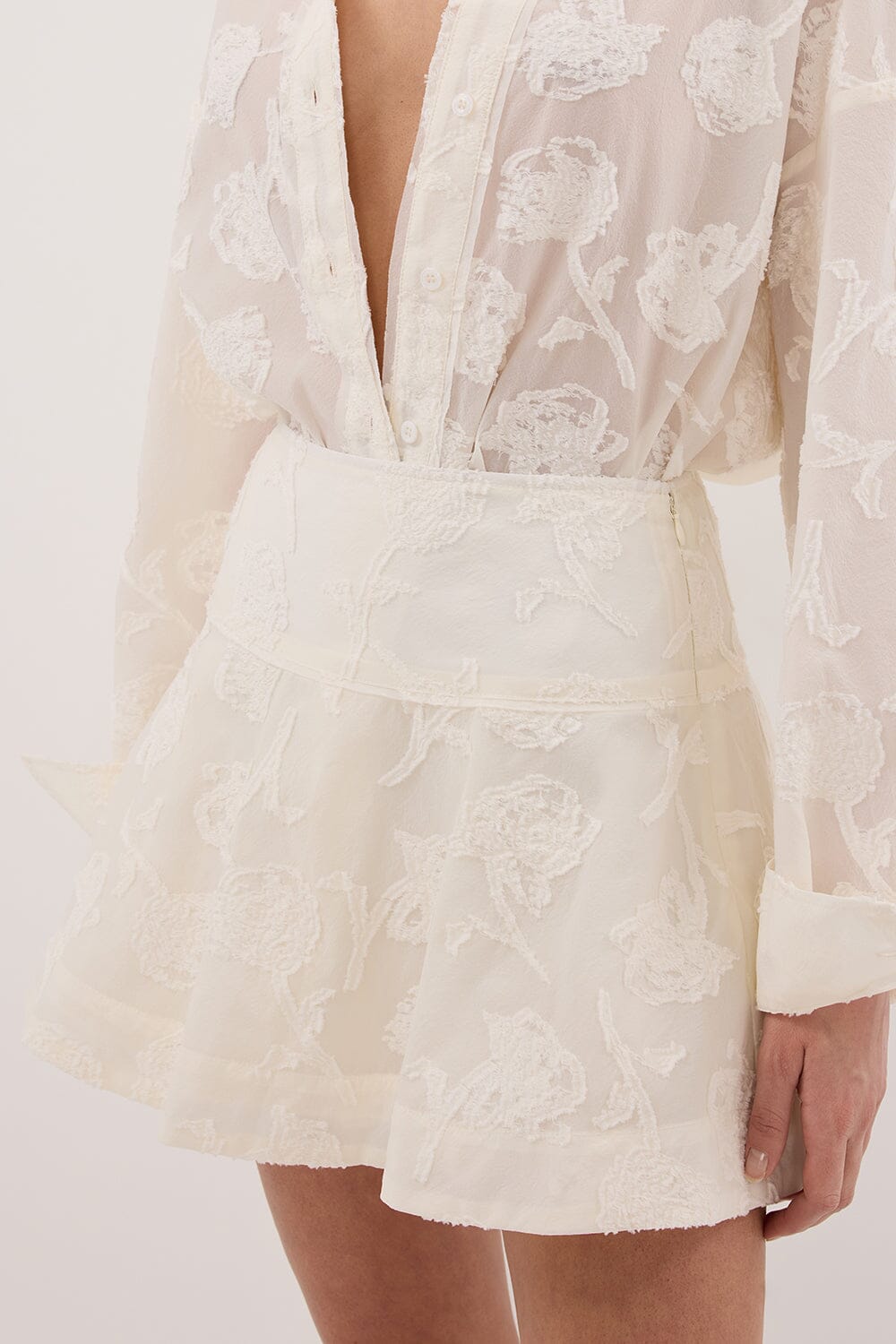 AZALEA OFF WHITE JACQUARD MINI SKIRT