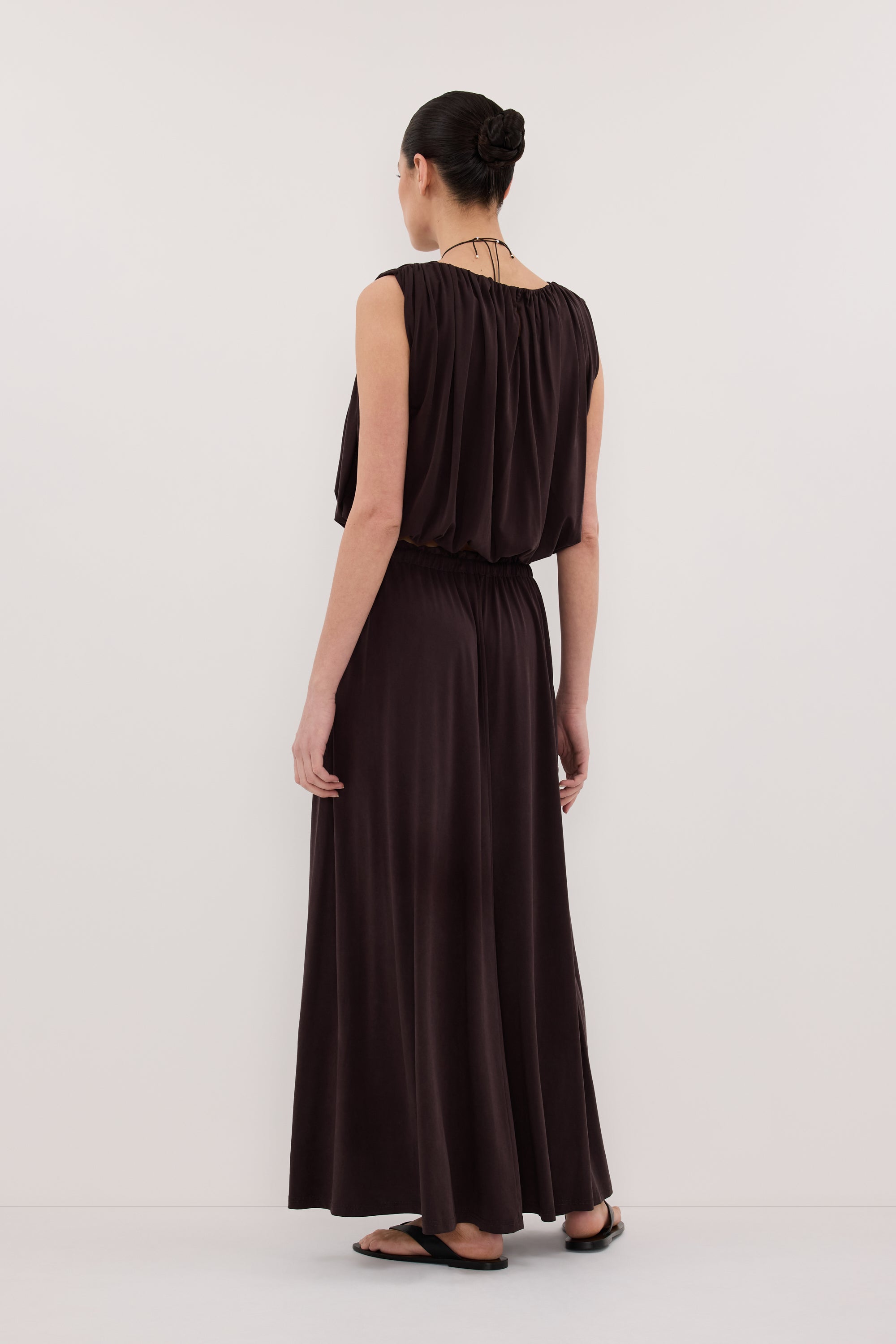 AVA BURNT CHOC MODAL BLEND MIDI SKIRT