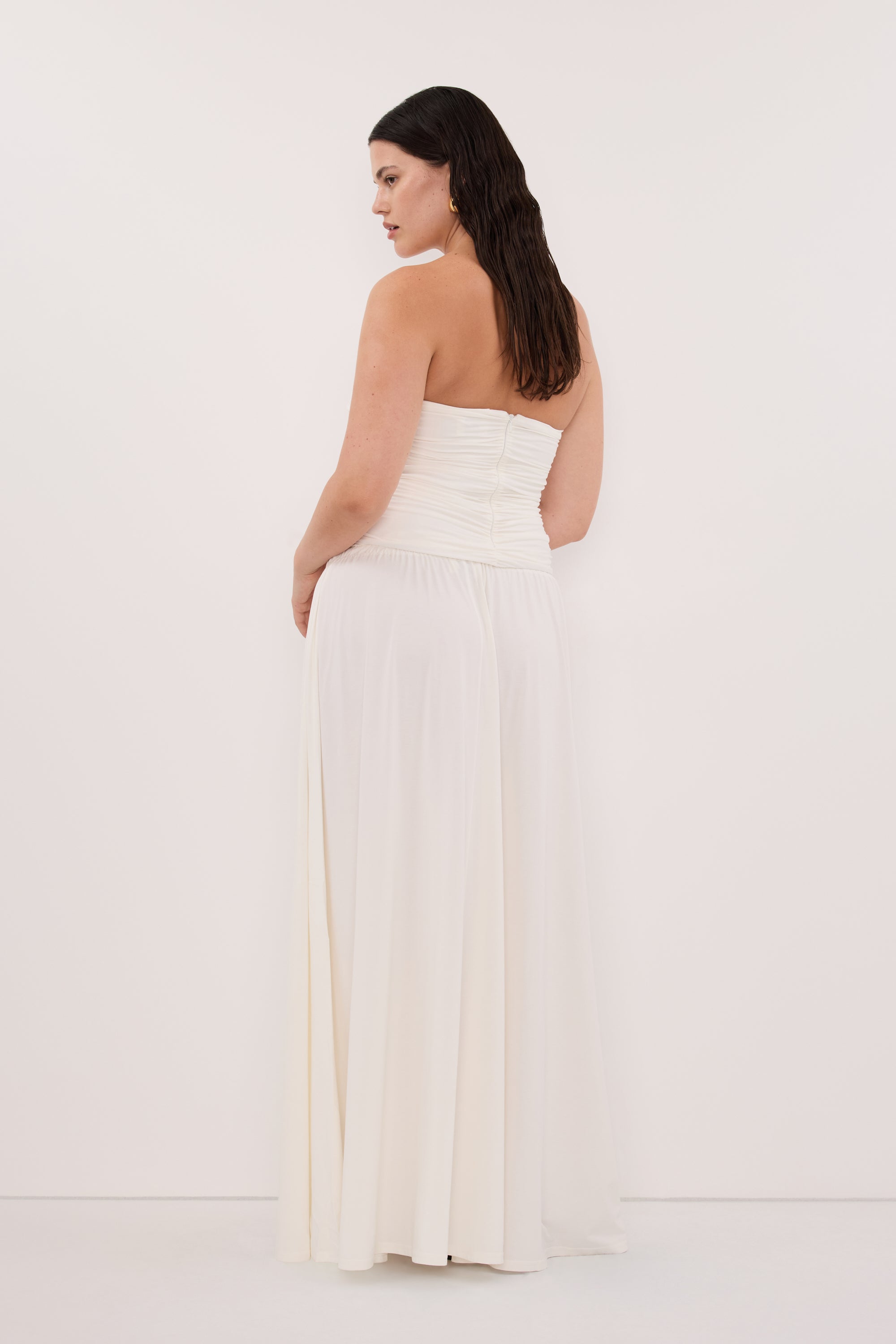 AVA OFF WHITE MODAL BLEND MIDI SKIRT