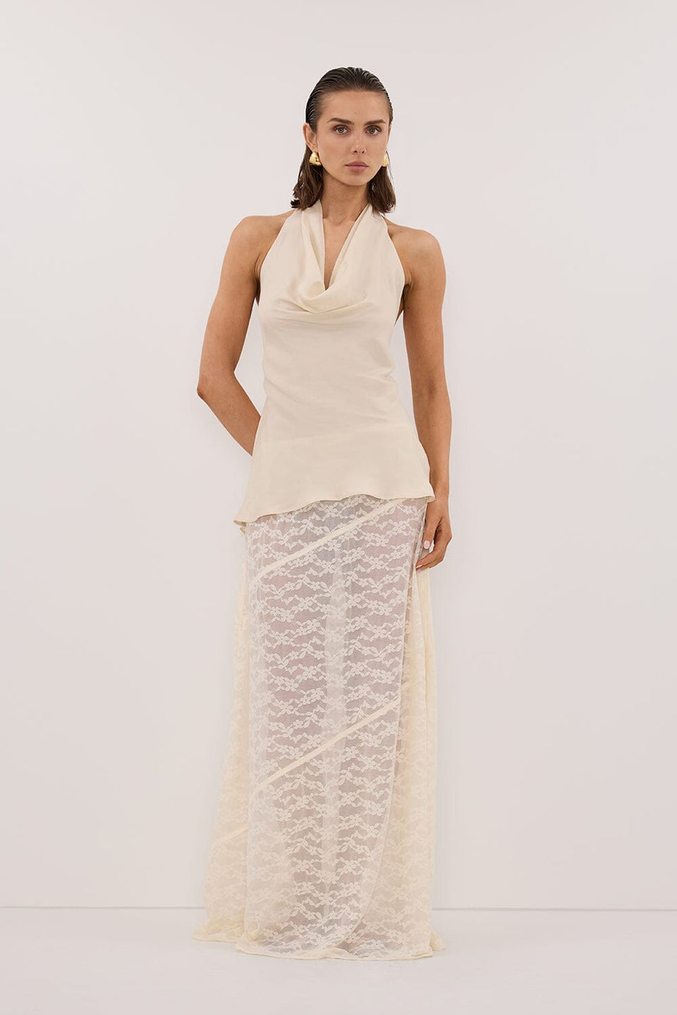 BELLE CREAM LACE MAXI SKIRT Clothing DISSH Boutiques XS CREAM 
