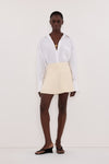 ALEA STRAW LINEN FLOUNCE MINI SKIRT