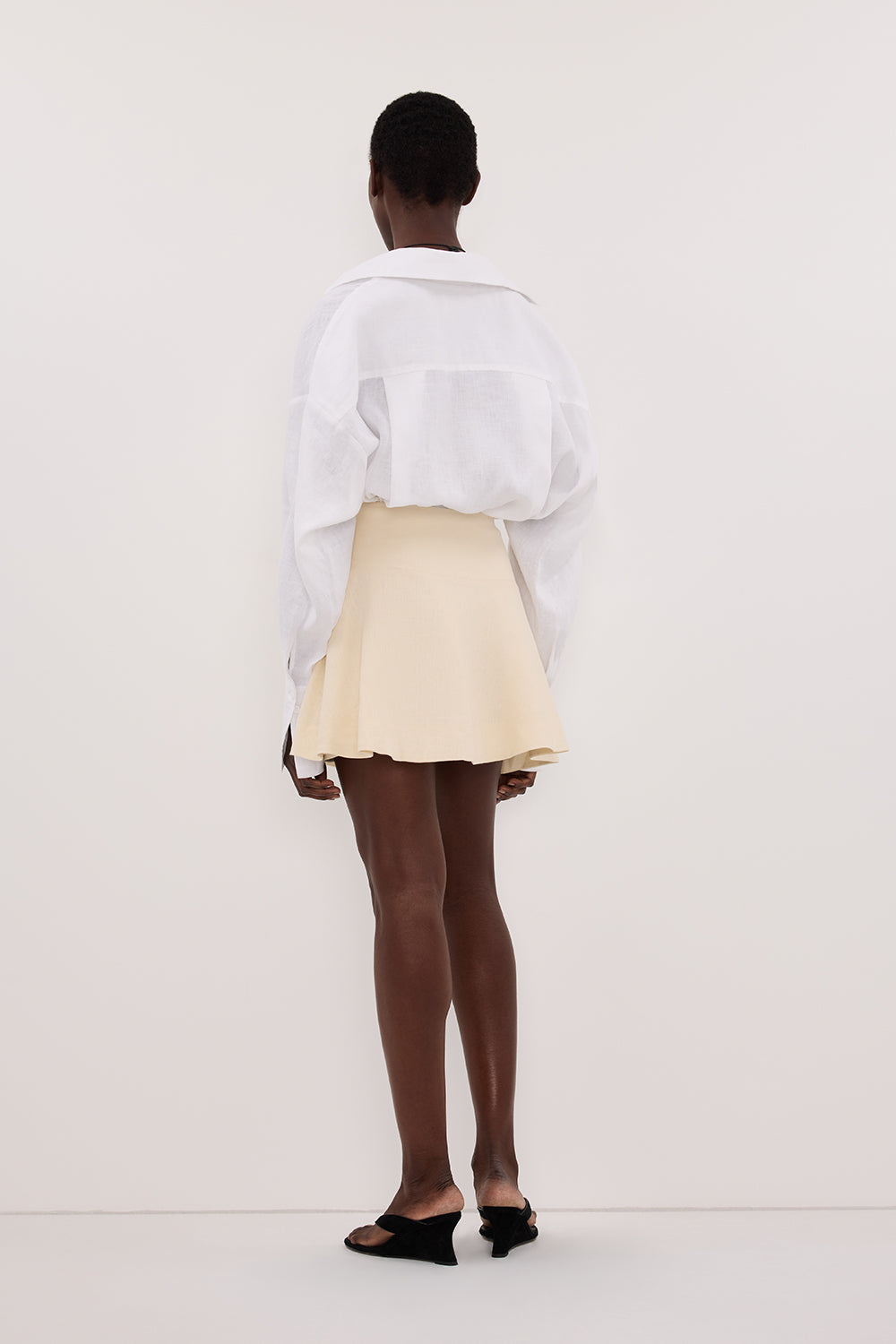 ALEA STRAW LINEN FLOUNCE MINI SKIRT Clothing DISSH Boutiques 