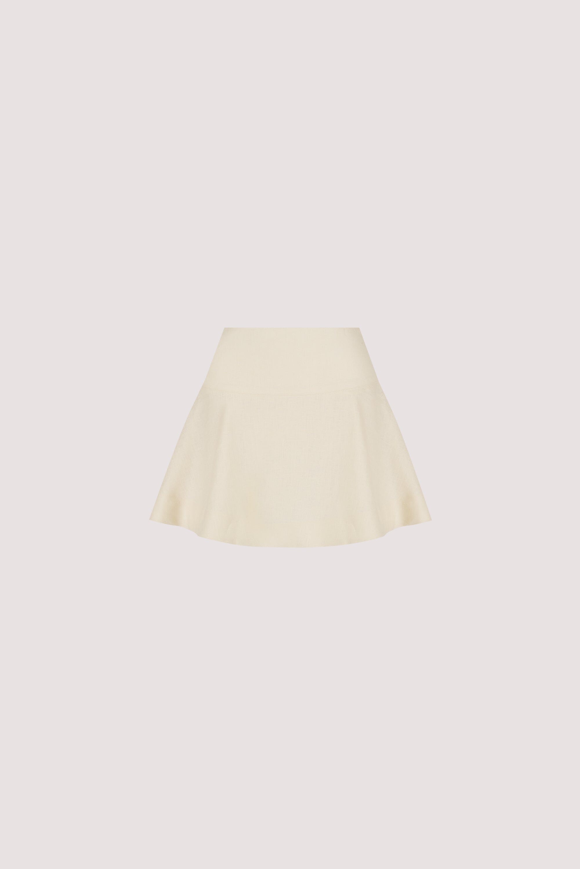 ALEA STRAW LINEN FLOUNCE MINI SKIRT