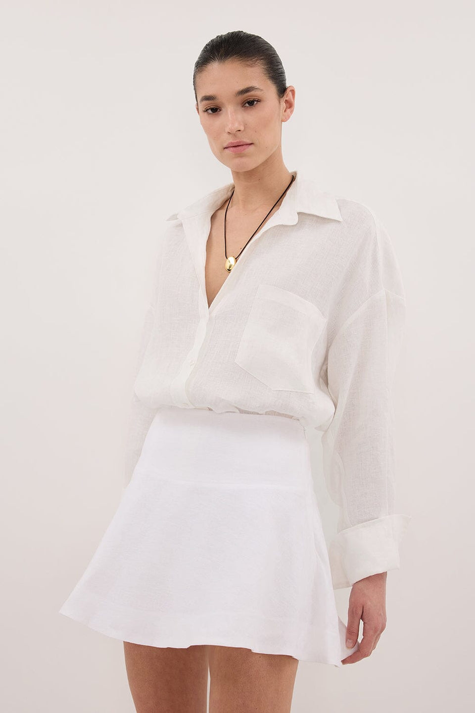 ALEA WHITE LINEN FLOUNCE MINI SKIRT Clothing DISSH Boutiques 