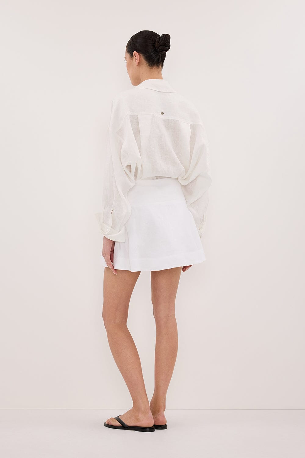 ALEA WHITE LINEN FLOUNCE MINI SKIRT Clothing DISSH Boutiques 