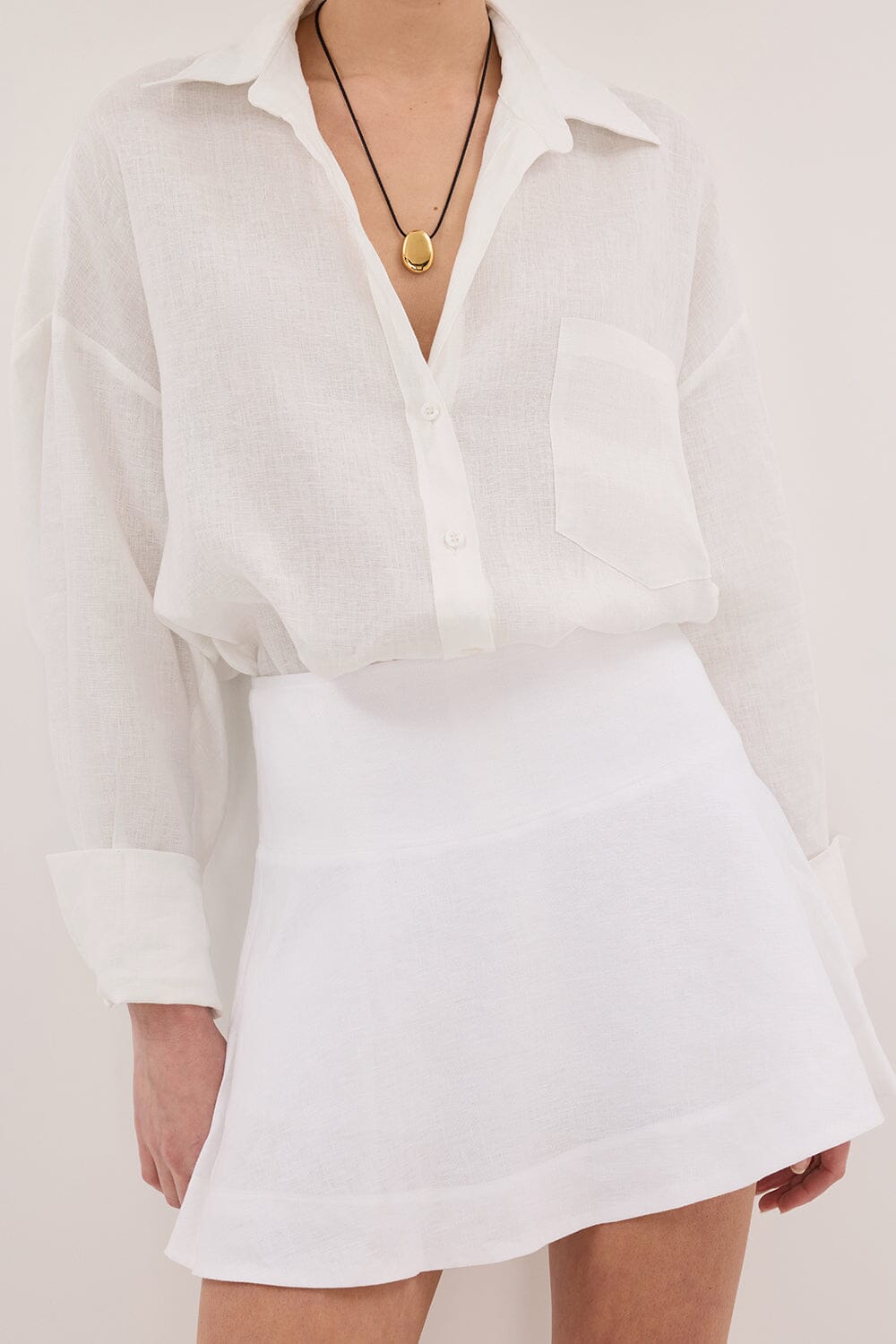 ALEA WHITE LINEN FLOUNCE MINI SKIRT Clothing DISSH Boutiques 