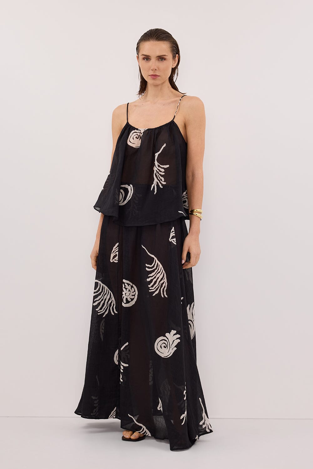 POSITANO BLACK RAMIE MIDI SKIRT - PRE ORDER Clothing DISSH Boutiques 