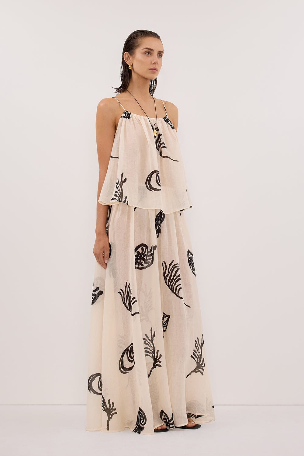 POSITANO SANDSTONE RAMIE MIDI SKIRT