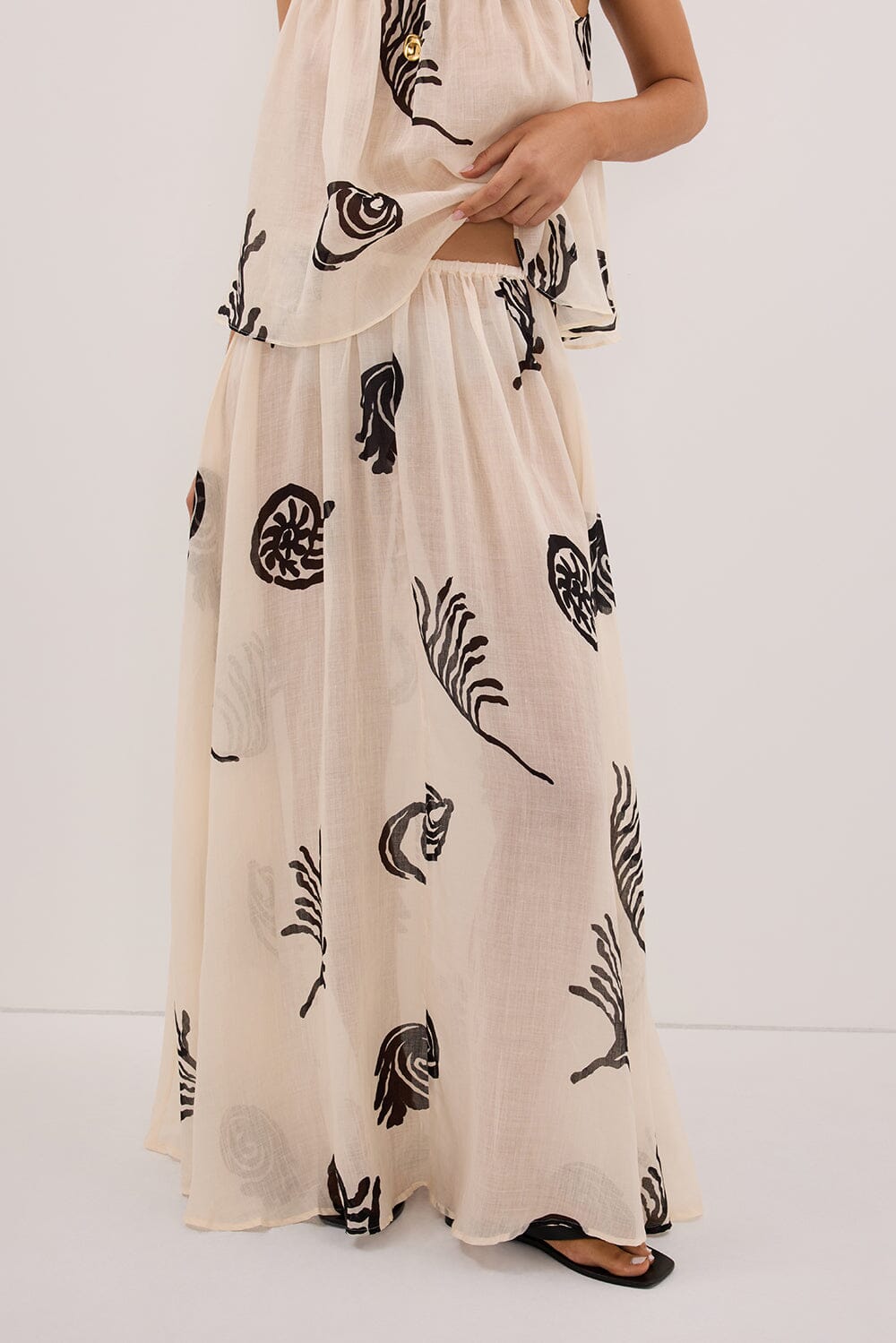 POSITANO SANDSTONE RAMIE MIDI SKIRT