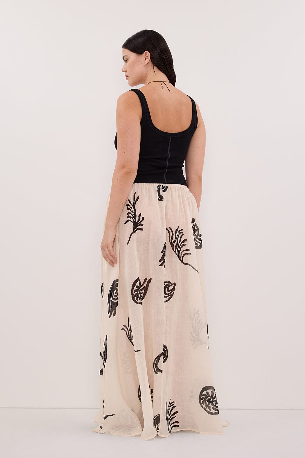 POSITANO SANDSTONE RAMIE MIDI SKIRT Clothing DISSH Boutiques 