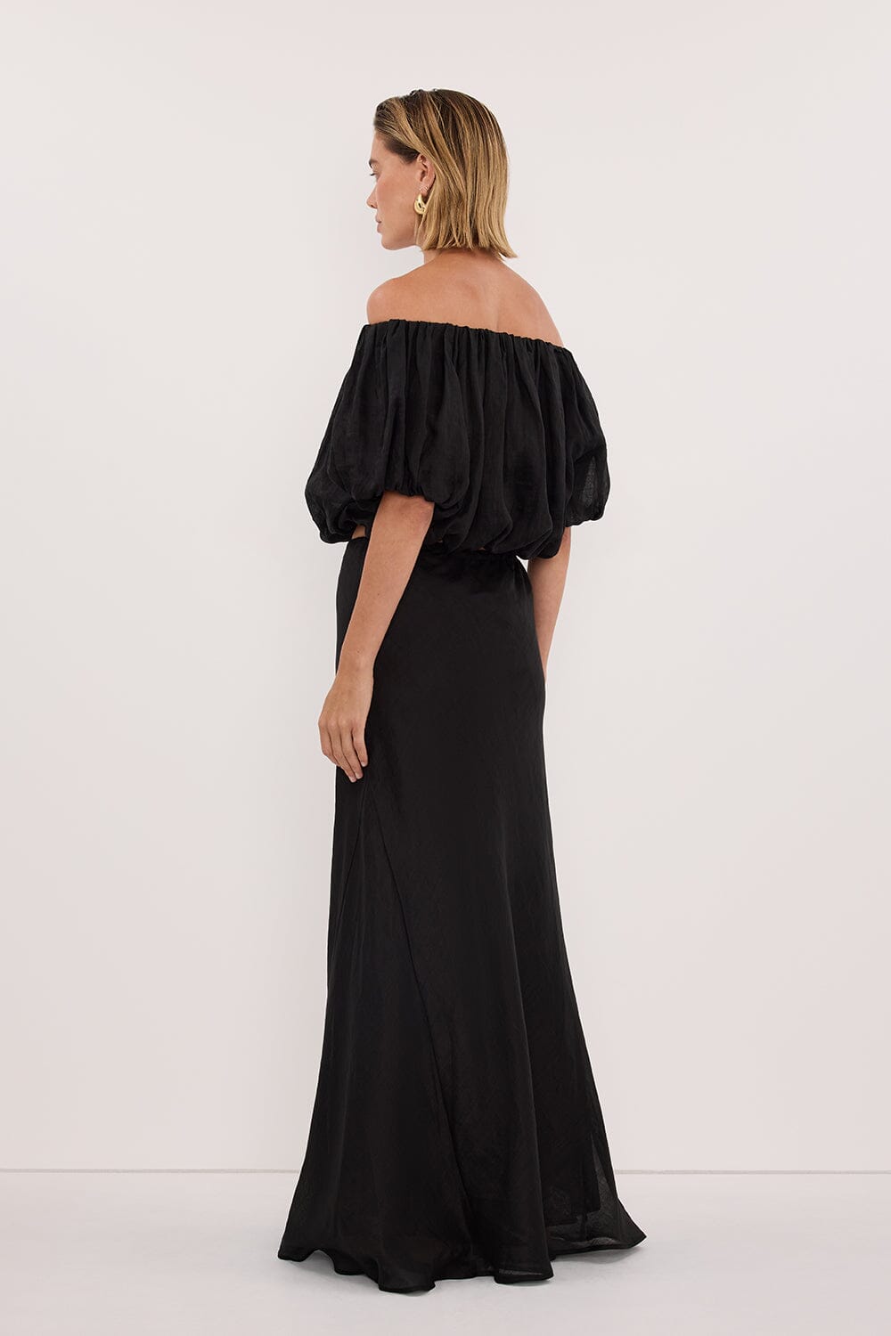 MAISON BLACK RAMIE BIAS MAXI SKIRT