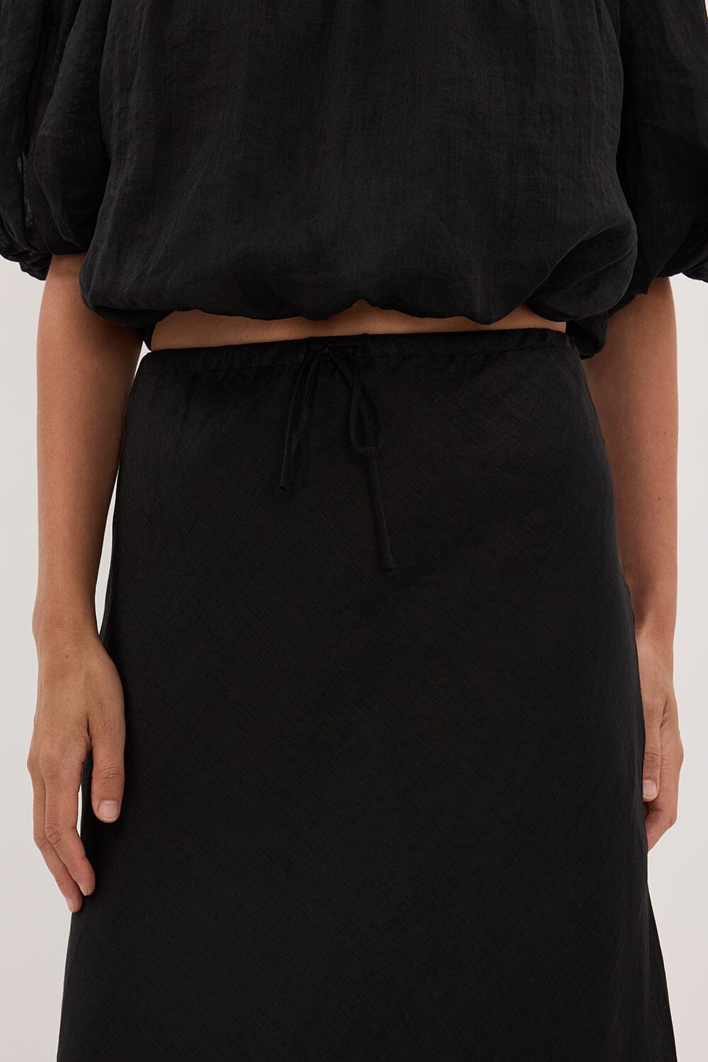 MAISON BLACK RAMIE BIAS MAXI SKIRT