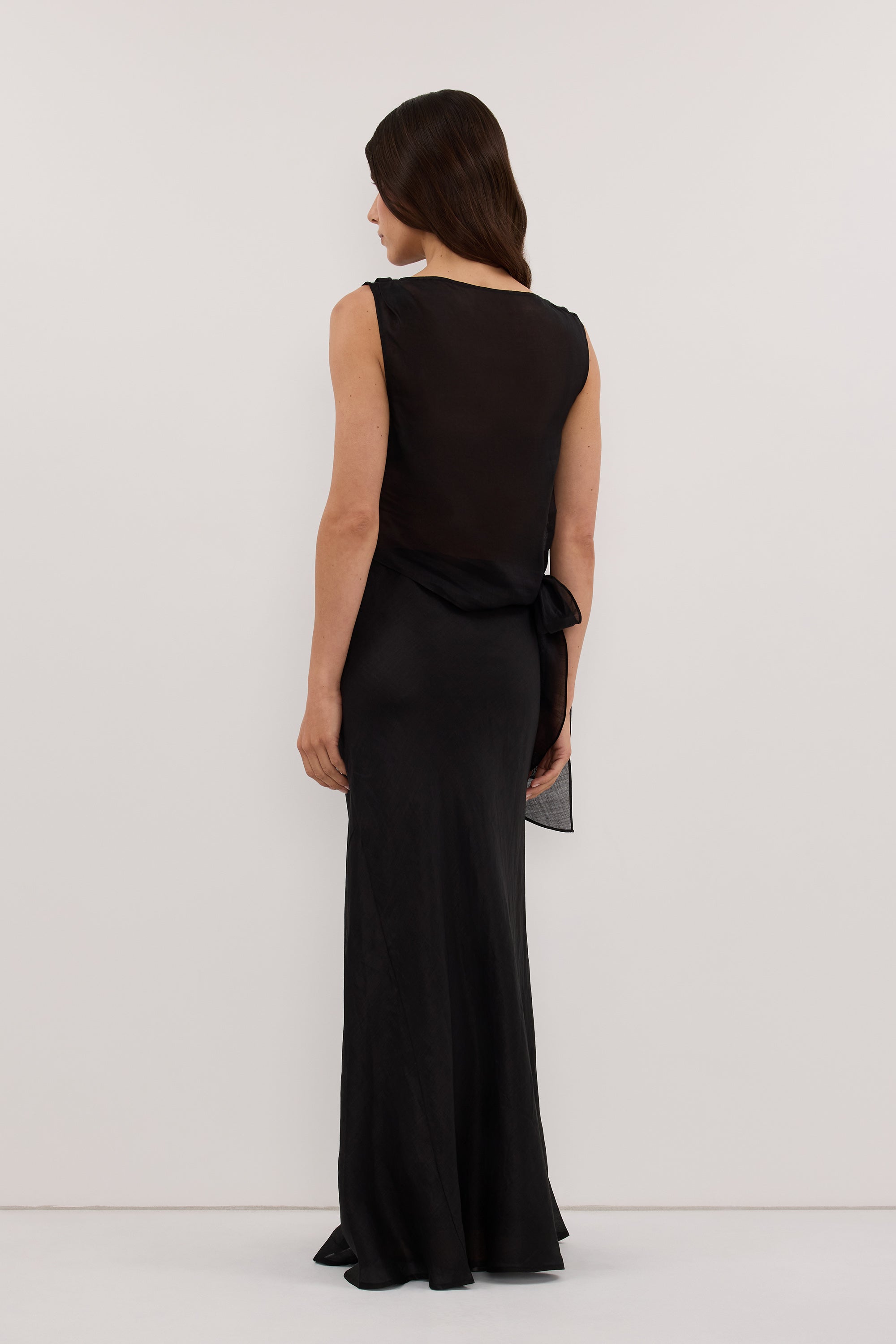MAISON BLACK RAMIE BIAS MAXI SKIRT