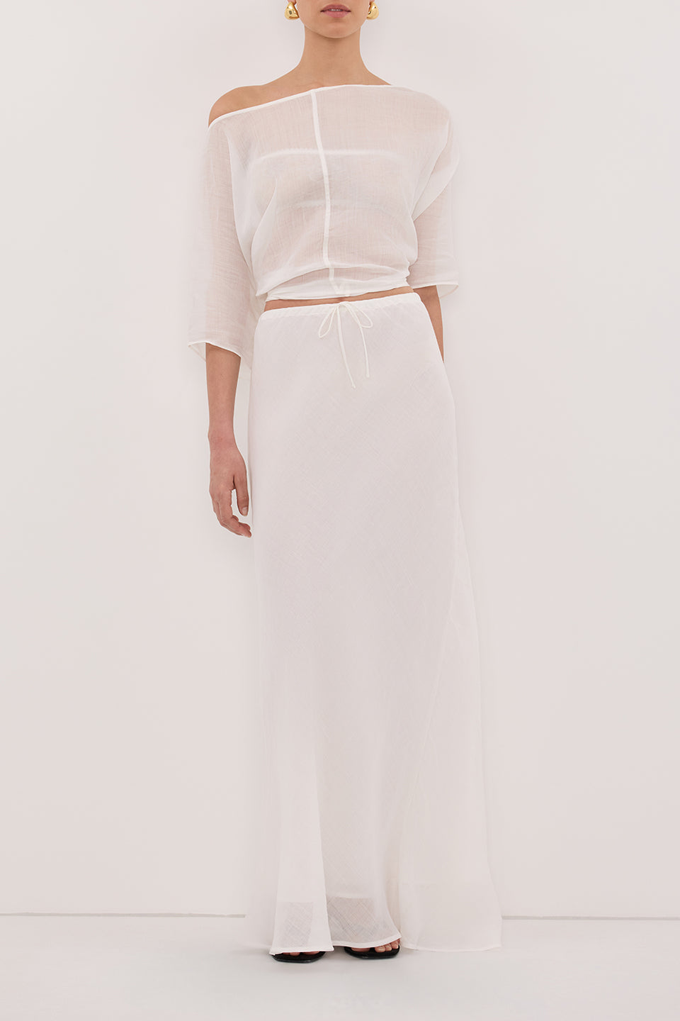 MAISON WHITE RAMIE BAIS MIDI SKIRT - PRE ORDER Clothing DISSH Boutiques 