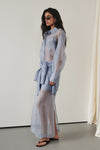 SIAN DUSTY BLUE SILK ORGANZA MIDI SKIRT