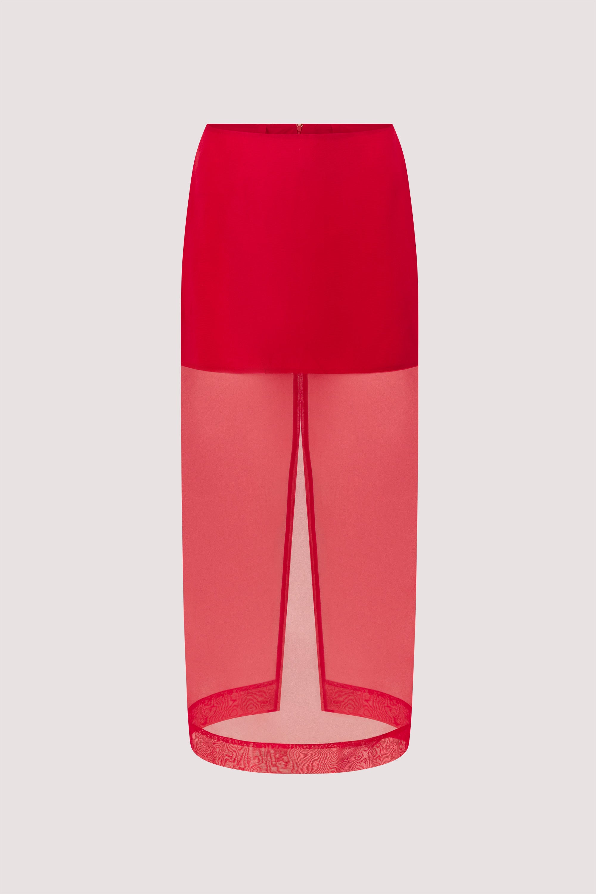 SIAN RED SILK ORGANZA MIDI SKIRT - PRE ORDER