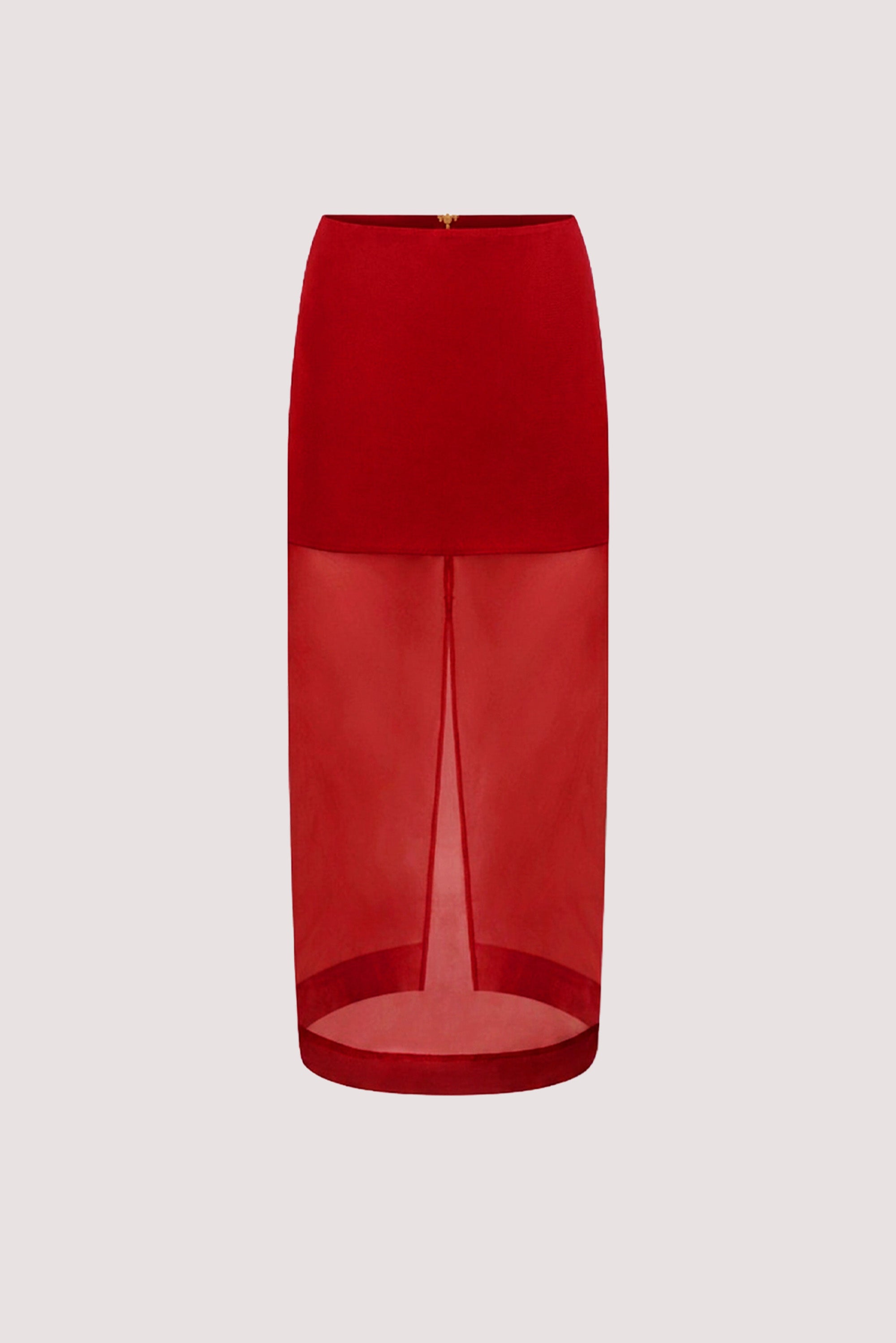 SIAN RED SILK ORGANZA MIDI SKIRT - PRE ORDER