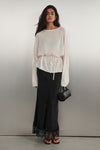 MINA BLACK CUPRO LACE MIDI SKIRT