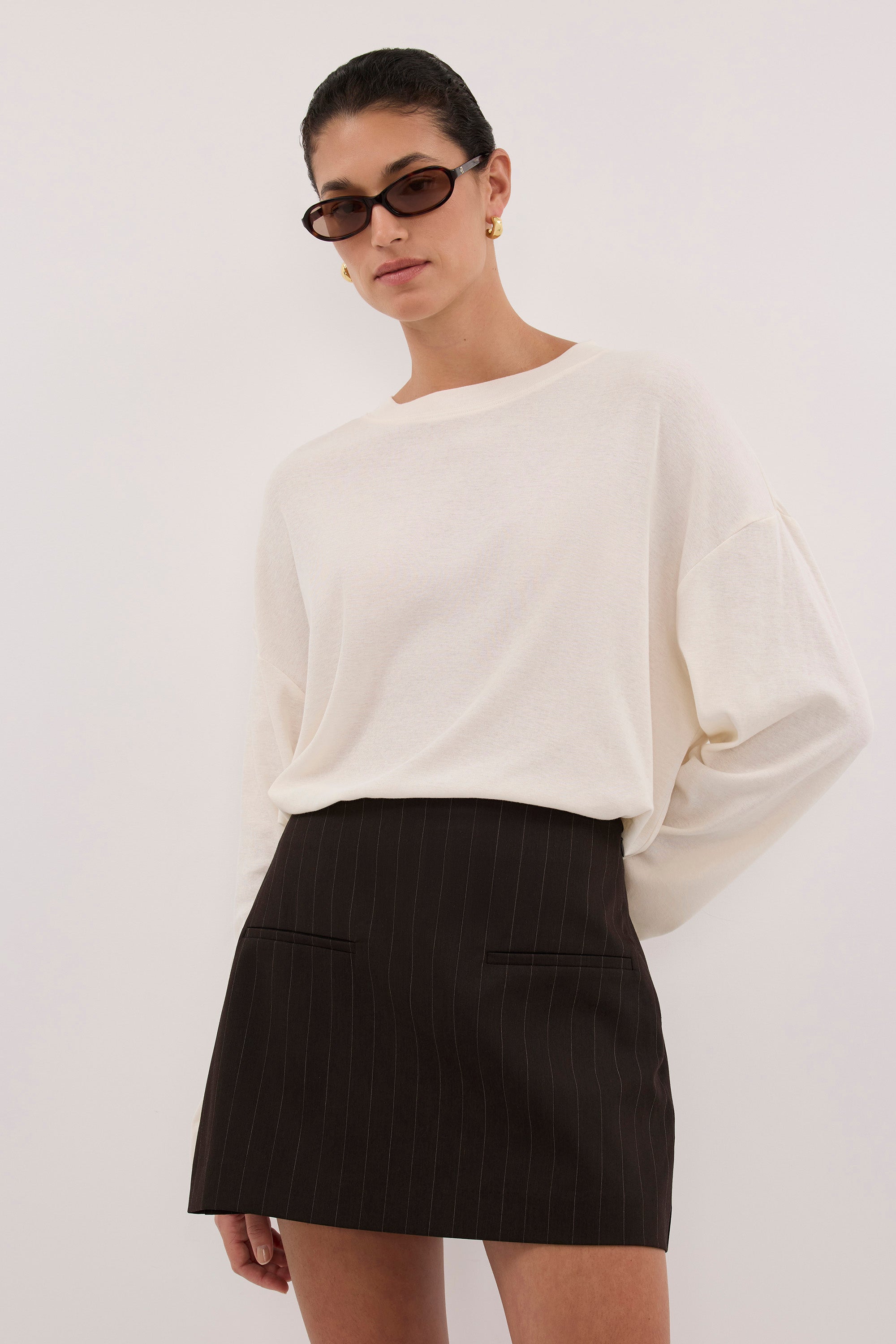 SIAN PEAT PINSTRIPE TAILORED SKORT