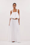 RAVELLO WHITE LINEN MIDI SKIRT