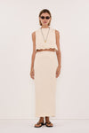 LELA SANDSTONE LINEN MIDI SKIRT