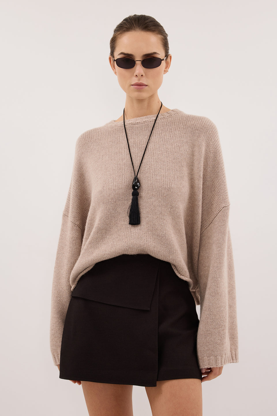 WINSOR PEAT CHOC TAILORED SKIRT