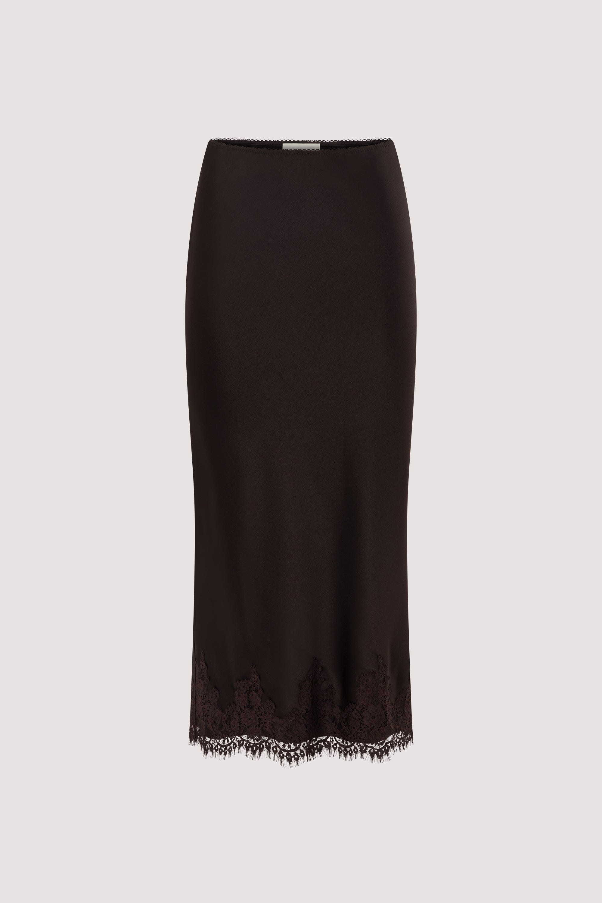 SELENE ESPRESSO SATIN MIDI SKIRT