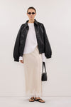 SELENE OYSTER SATIN MIDI SKIRT