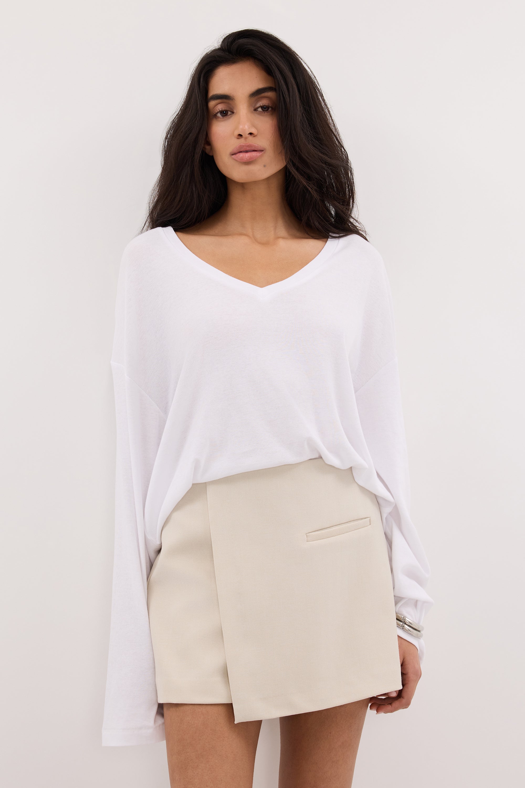 DANICA BONE ASYM WRAP SKORT
