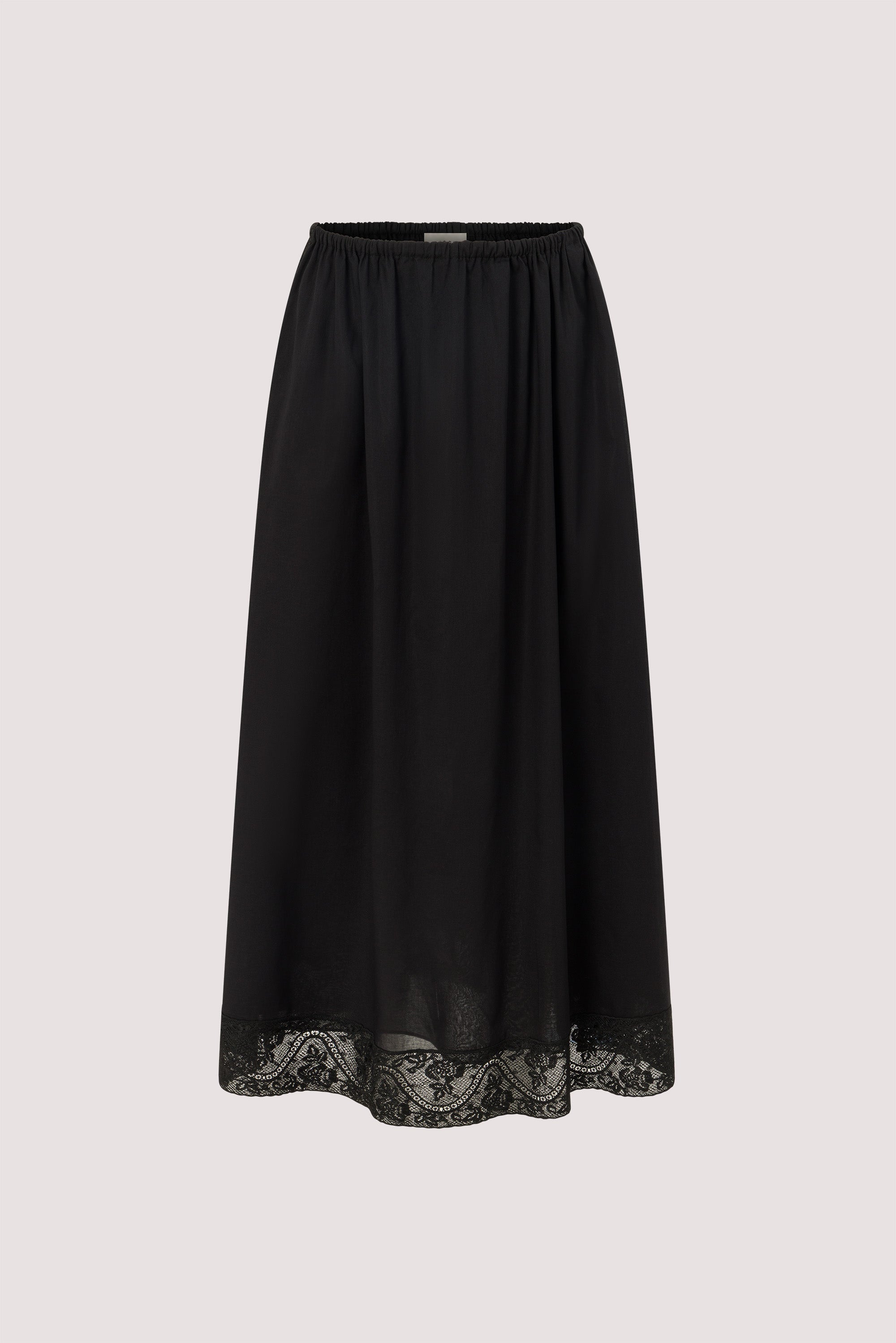 AMOUR BLACK LACE TRIM MIDI SKIRT